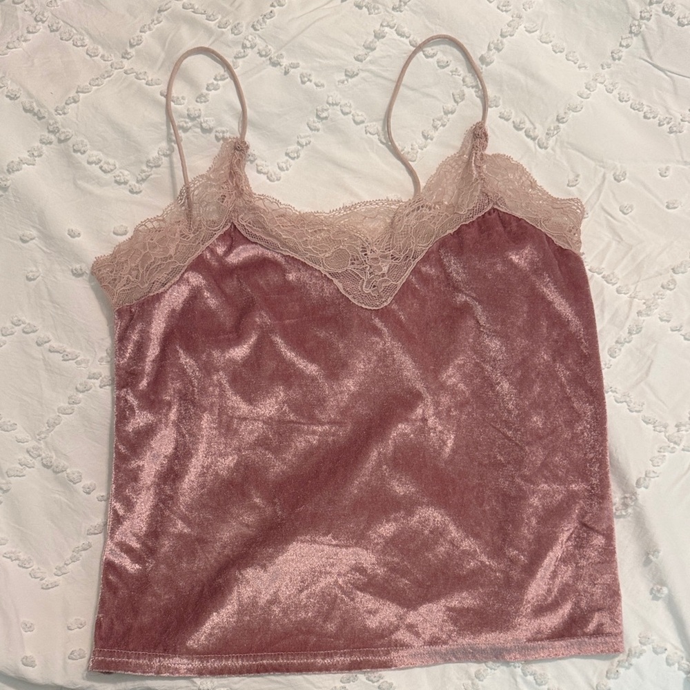 Pink Velvet Lace Cami Top